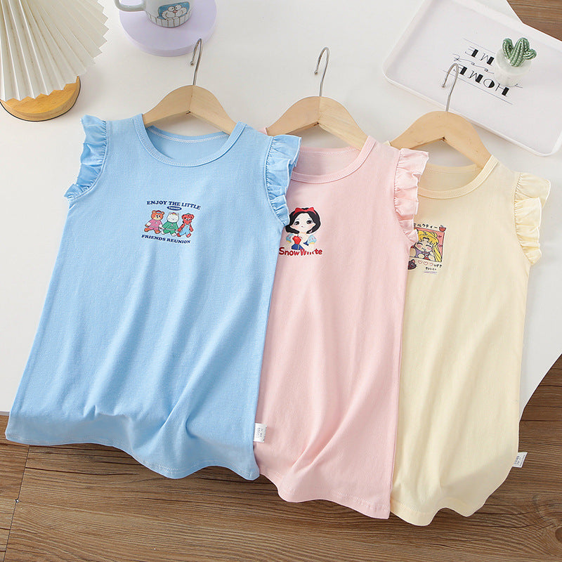 Girls' summer dress new style fashionable children's short-sleeved skirt summer girl long t-shirt dress