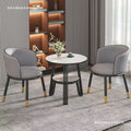 Luxury negotiation table and chair set - modern minimalist rock slab small round table hotel reception desk and chair set (one table, two chairs)