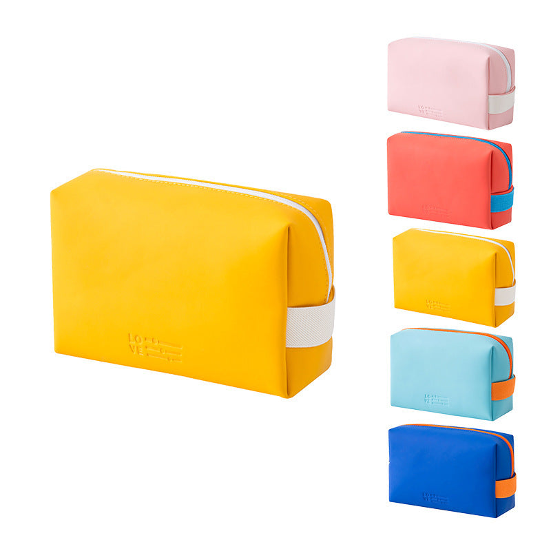 Popular Color PU Cosmetic Bag Portable ins Wind Cute Hand Wash Bag Waterproof Travel Cosmetics Storage Bag