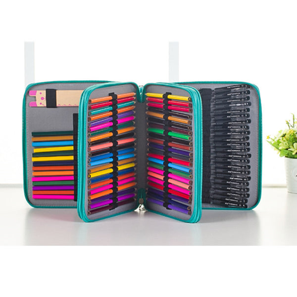 Cross-Border Secret Garden Large Capacity Tote Bag PU Pencil Pencil Bag 120 Color Pen Curtain Art Pencil Bag