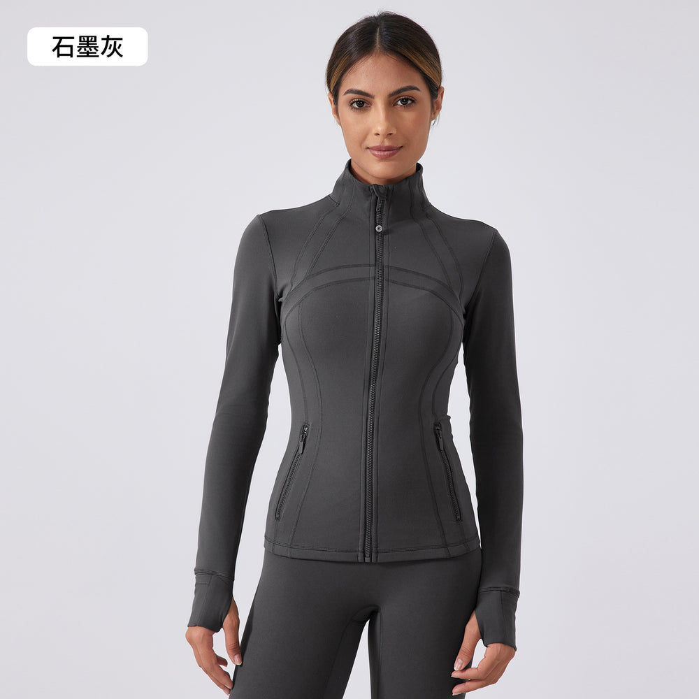 Autumn new yoga jacket women's running cycling sports long sleeve slim fit stand collar workout fitness apparel daw182