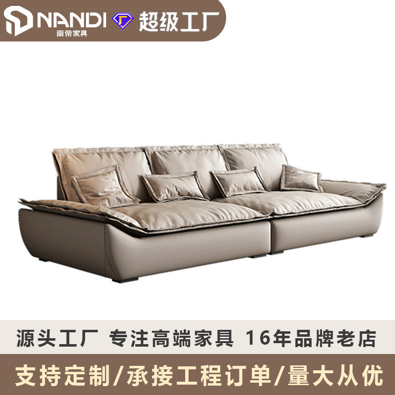 Foshan furniture factory customized auckland sailboat sofa all-in-one straight row velvet frosted cloth technology cloth sofa