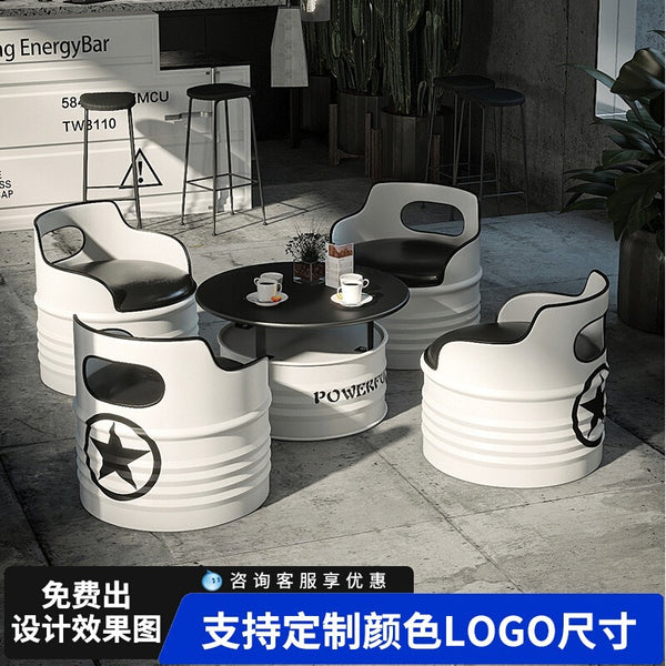 Milk tea shop table and chair combination cafe bar Internet celebrity commercial clear bar rest area household industrial wind card seat sofa