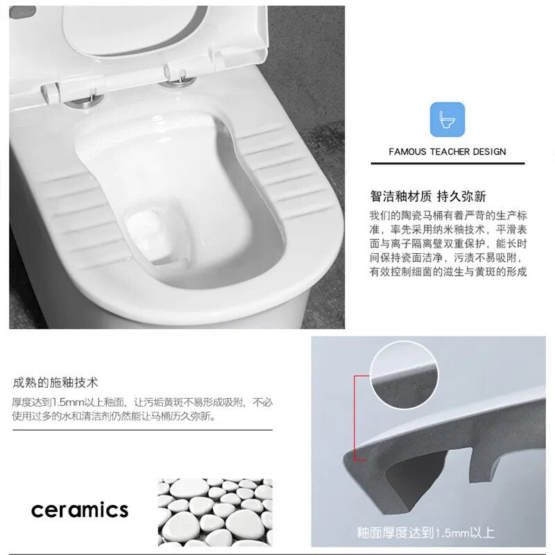 Squatting and sitting dual-purpose toilet siphon can squat or sit, large diameter, large impact, deodorizing filter, anti-clogging, dual-purpose toilet ceramic