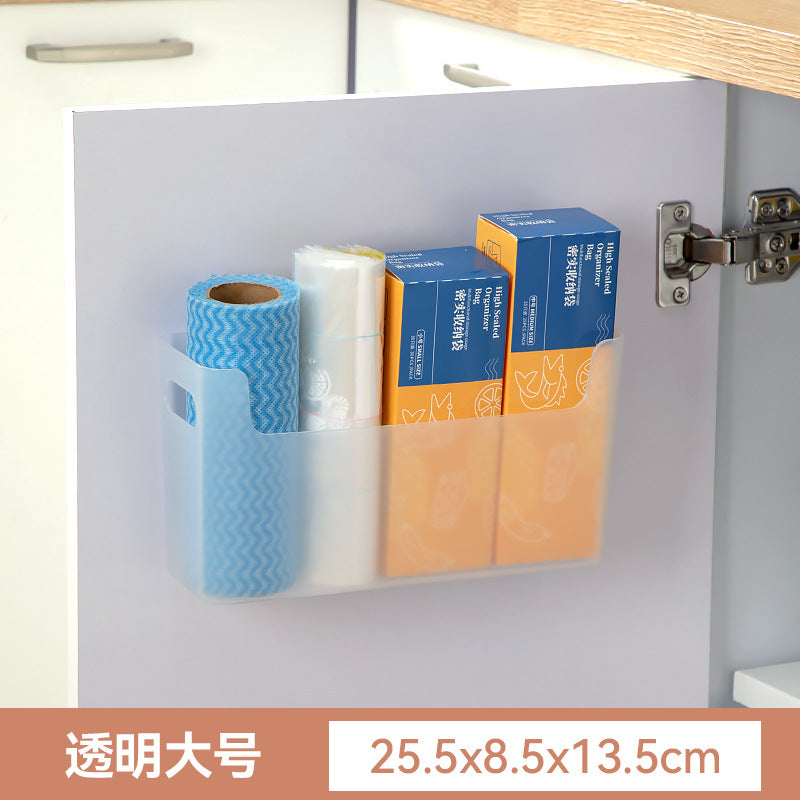 Kitchen cabinets, plastic wrap storage boxes, plastic sundries, non-punching wall-mounted storage boxes, multifunctional bathroom storage boxes