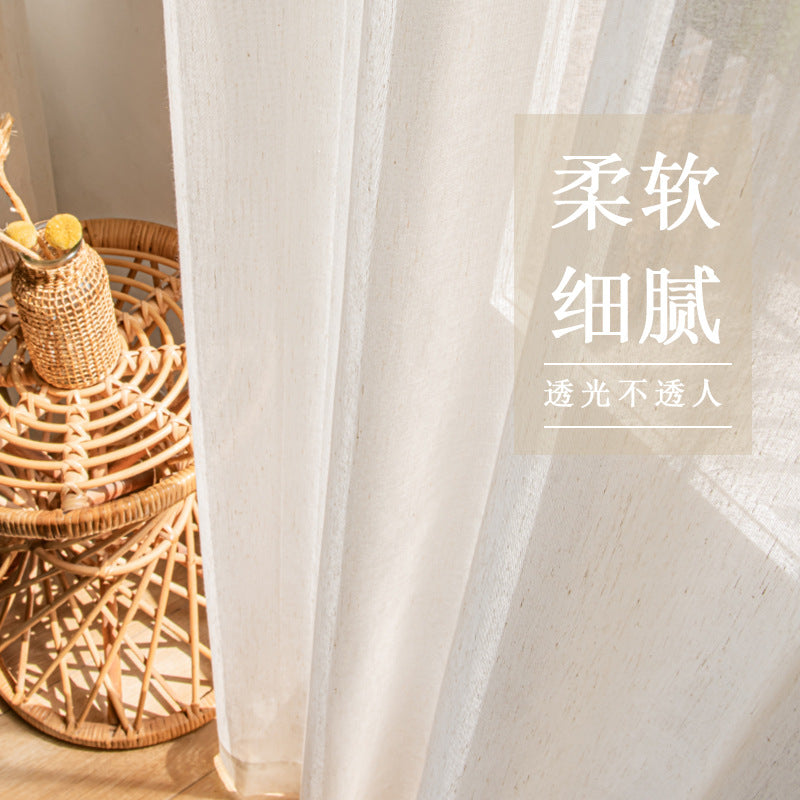 New arrival japanese style translucent and opaque gauze curtain linen gauze living room bedroom window gauze modern accessible luxury new chinoiserie white gauze
