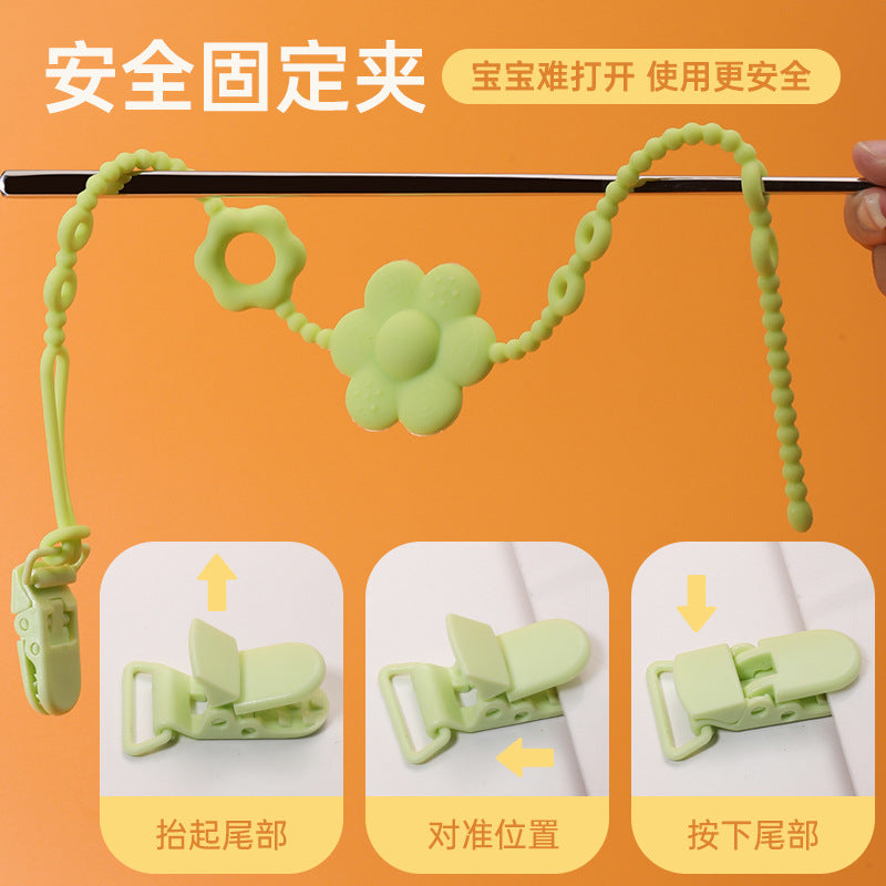 Directly from the manufacturer, infant pacifier silicone chain buckle pacifier chain clip, infant silicone anti-drop chain