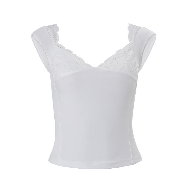 Amazon women's clothing  spring new fashion hot girl style minimalist solid color slim fit versatile cropped top