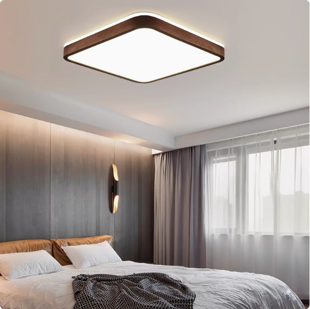 Walnut ceiling light led new Chinese simple study bedroom light ultra-thin back luminous rectangular living room light