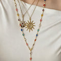 European and american cross-border sun pendant necklace, accessible luxury, high-end tassel eyes, long chain, colorful cold style clavicle chain