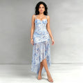 C7753 cross-border    new women's french floral suspender mesh party dress