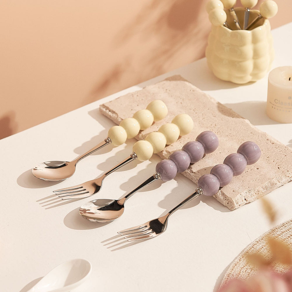 Ins candied haws stainless steel fork spoon creative dopamine high appearance spoon household tableware ball fork wholesale