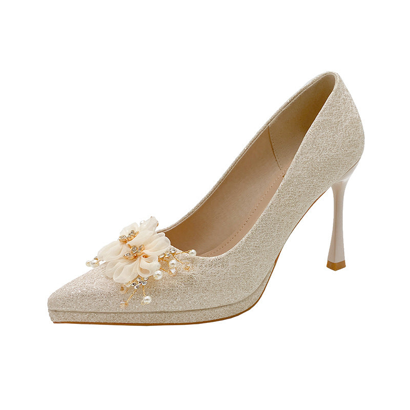 French pearl platform pointed-toe high heels - 2025 new collection: wedding, engagement, everyday wear, petite-friendly, chunky sole, stiletto heel