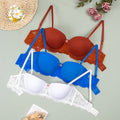 fashionsexylace edge glossy intimates small breasts gathered with steel rims to prevent sagging plaid breathable bra for women