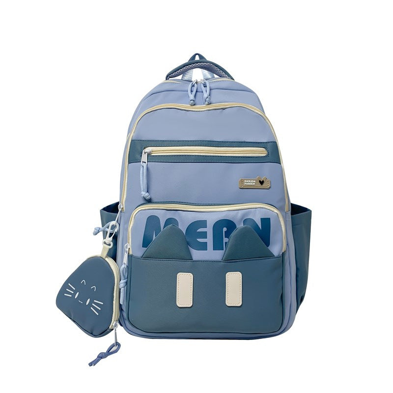 New cute and sweet backpack, junior high school student schoolbag for women, large capacity, small fresh and anti-splashing light backpack.
