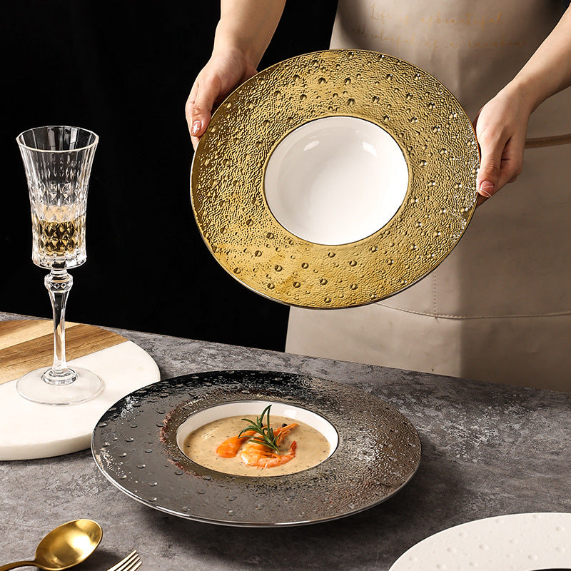 Nordic creative mars crater pasta ceramic plate - restaurant & hotel pasta, dessert, and soup plate - wholesale ceramic