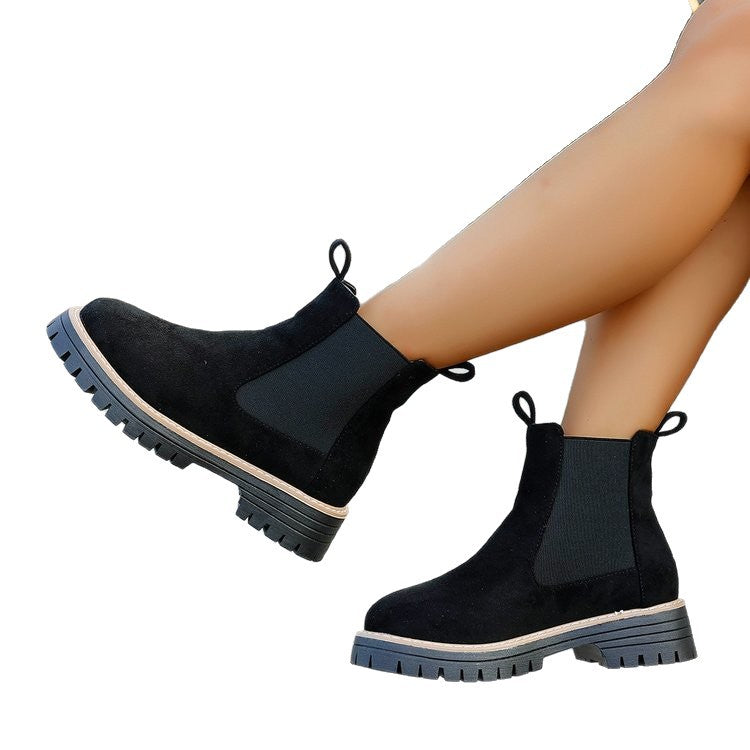 British style martin boots women's  new spring and autumn single boots chelsea slim boots winter casualthick sole short boots