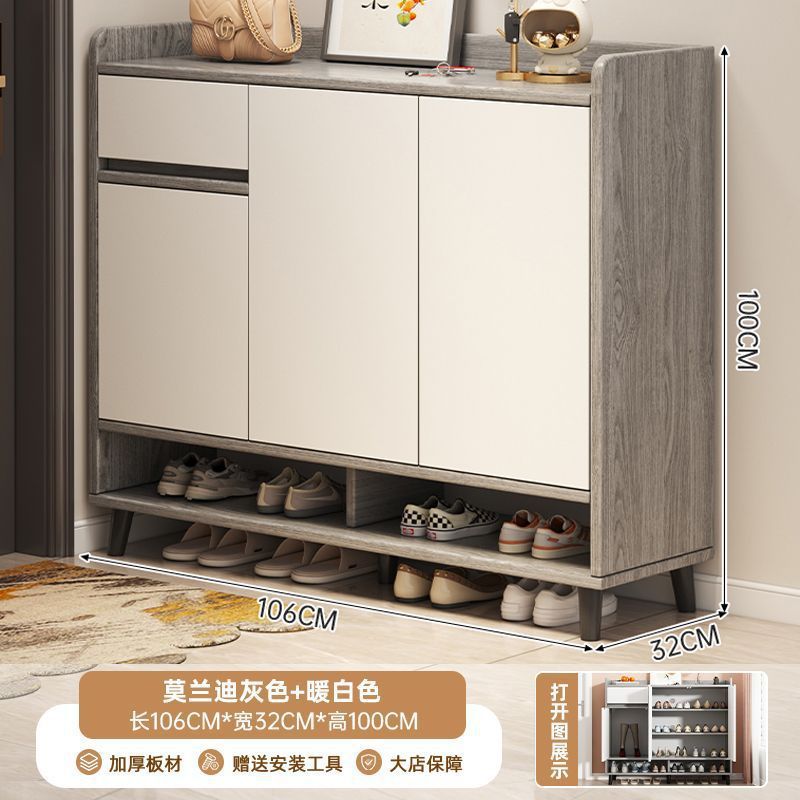 Solid wood shoe cabinet, indoor corridor at the entrance of the home, large-capacity new entry entrance cabinet, light luxury shoe rack
