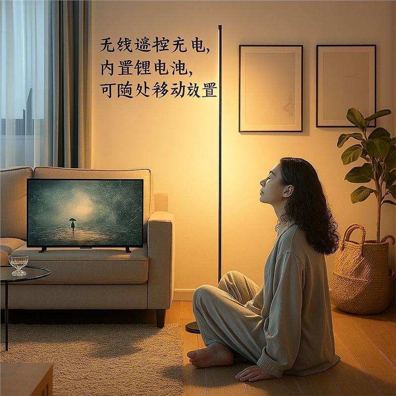Rechargeable minimalist floor lamp - perfect for living room, bedroom, bedside, or corner. warm light led ambient lighting with remote control dimming
