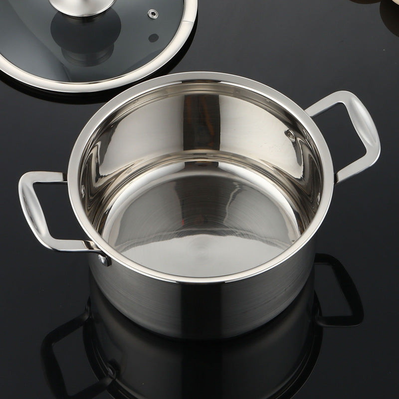 Stainless steel soup pot thickened noodle cooking small milk pot induction cooker mini small pot one person one pot 304 small hot pot