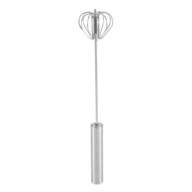 Semi-automatic stainless steel egg whisk - press and rotate cream whisk, perfect for whipping cream, eggs, and baby food