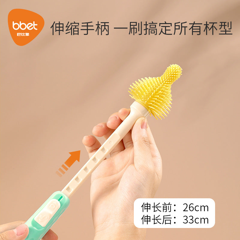 Silicone bottle brush 360 degree rotate baby pacifier brush straw brush bottle brush cleaning suit cleaning brush