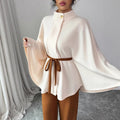fashion:  new women's outfit - versatile stand collar, cinched waist, tie-waist cropped wool coat set