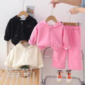 new trendy kids' fashionable baby spring/autumn letter & heart hooded long sleeve two-piece set - girls' spring outfit