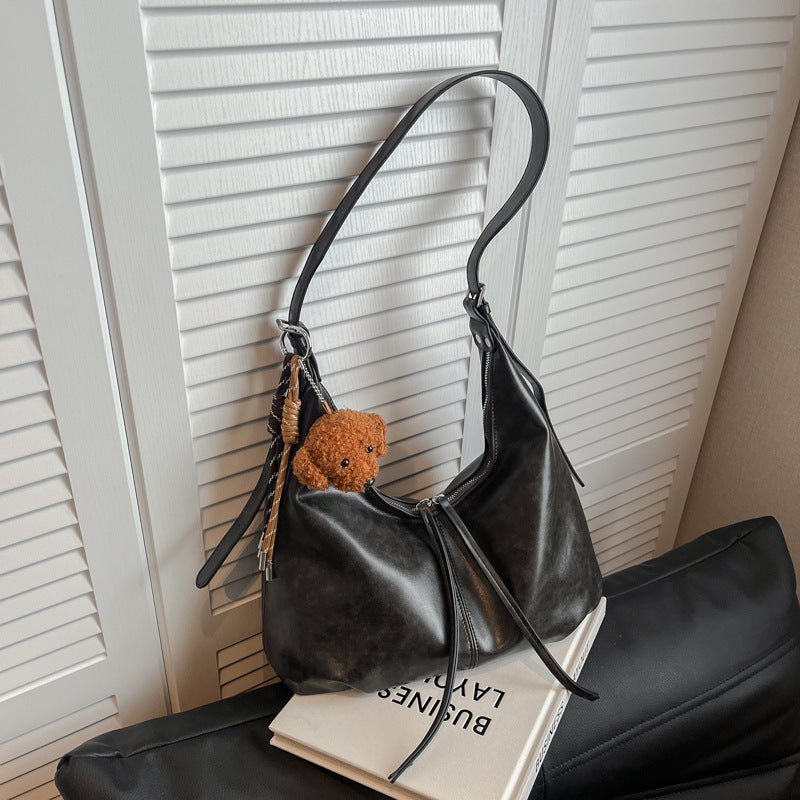 Casual retro large-capacity bag women's 2025 new autumn and winter commuter shoulder bag popular leopard print messenger bag