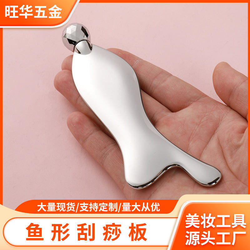 Face slimming device - lifting & firming, reduces nasolabial folds, at-home beauty tool, roller-type eye massager, facial lift, fish-shaped gua sha board