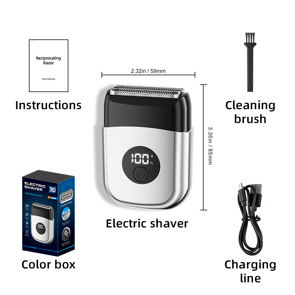 new reciprocating electric shaver for men, full body washable, triple blade head, rechargeable razor, beard trimmer