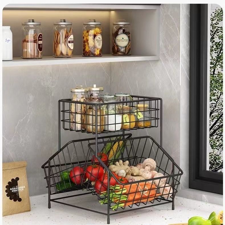 European-style tiered fruit basket - living room coffee table fruit platter - kitchen spice rack - multi-purpose multi-tier storage shelf