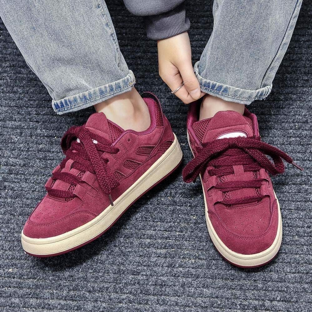 Trending influencer's choice: 2026 spring new arrival - korean style versatile chunky sole sneakers for students - angora red skate shoes