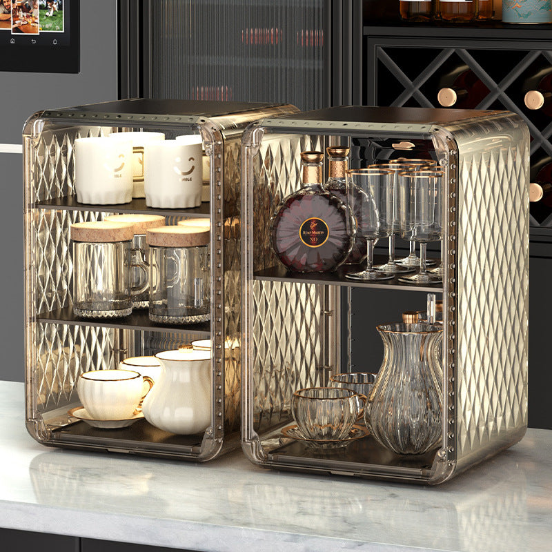 Water cup storage cabinet dust cup holder tea set tea cup holder mug desktop storage rack large capacity coffee cup storage