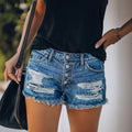 Factory direct  cross-border e-commerce new american flag print  tassel distressed denim shorts for women