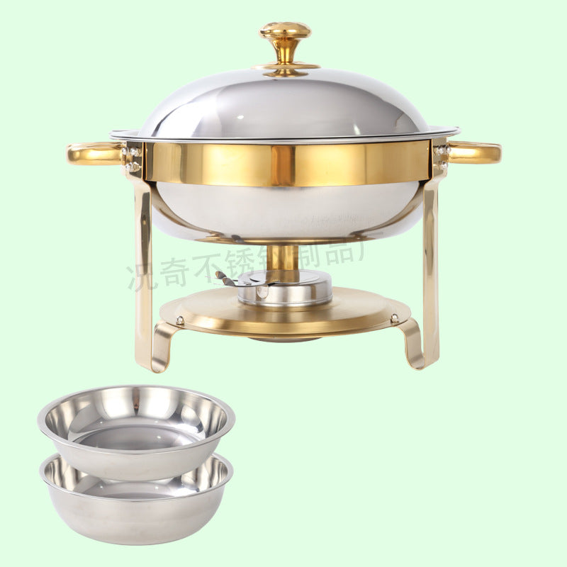 5qt stainless steel gold round furnace insulation buffet furnace suitchafingdishbuffetsetcross-border