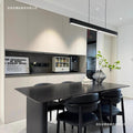 Italian-style black rock slab dining table set for small spaces - minimalist modern home furniture