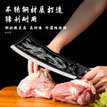 Stainless steel dragon pattern forged dragon-slaying knife - high hardness outdoor camping, picnic, trail clearing, wood chopping, and meat cutting knife