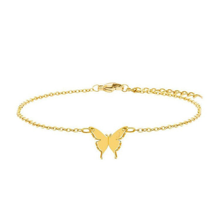 Versatile korean minimalist smooth 3d butterfly pendant necklace stainless steel sweater chain - dropshipping available