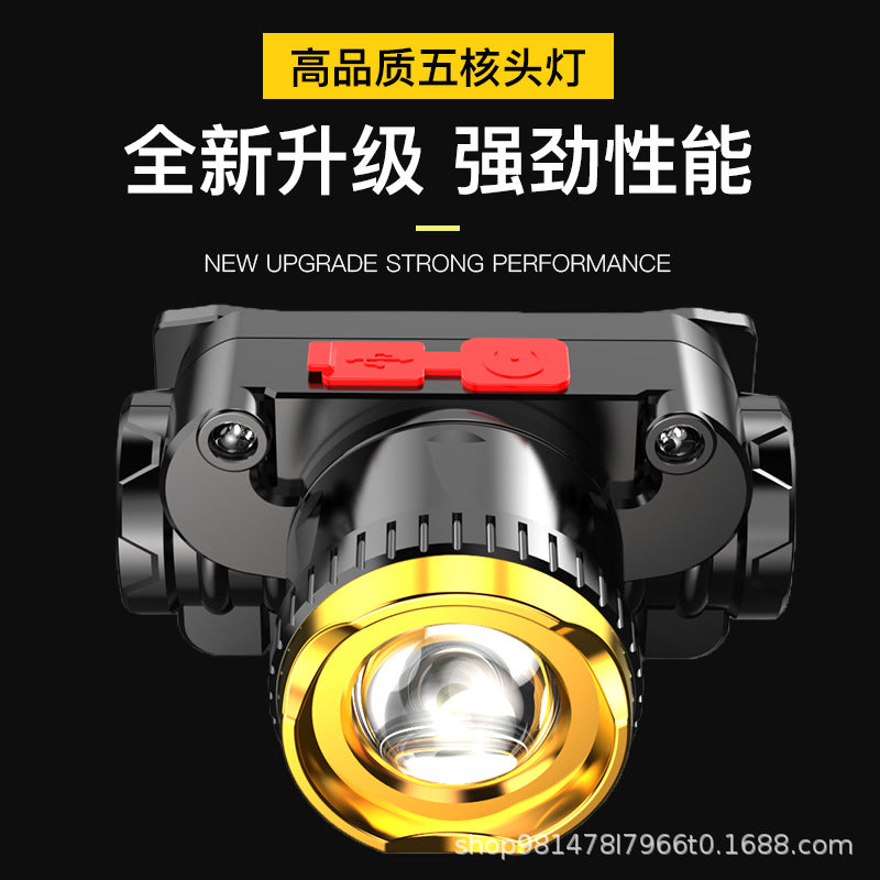 Cross-border strong light headlight rechargeable super bright head-mounted outdoor long battery life flashlight miner's lamp fish lamp led lamp
