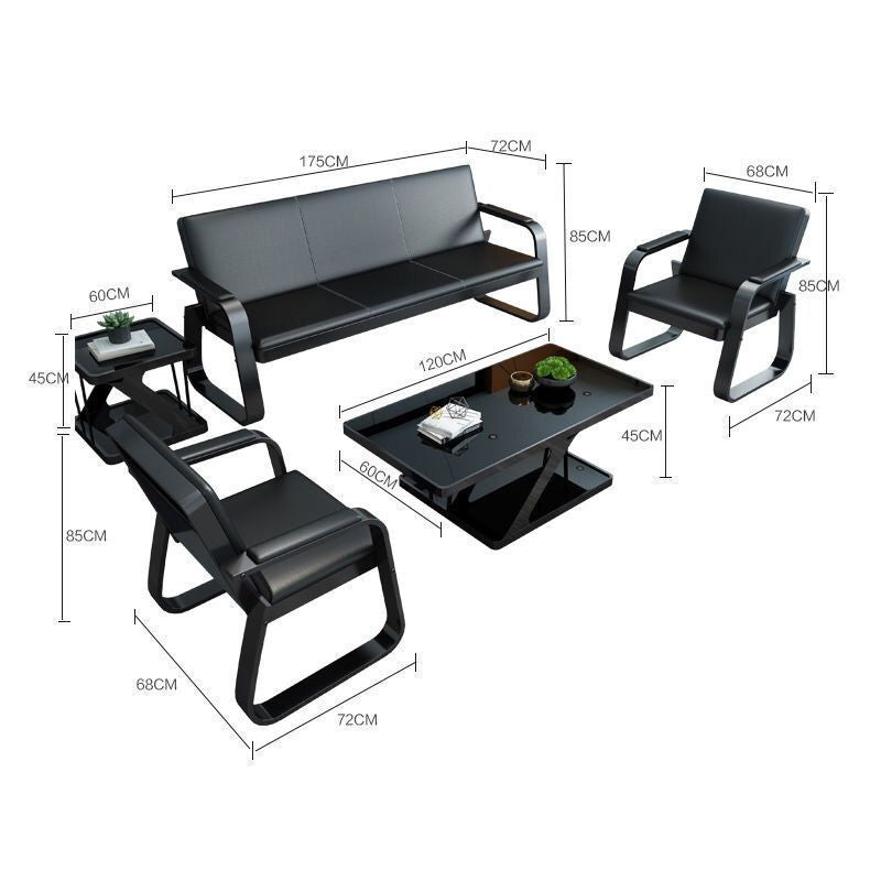 Business office sofa single three-person reception sofa coffee table combination suitcasemodern iron sofa