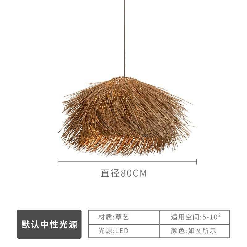 Wabi Silent Wind Catering Chandelier Chinese Living Room Dining Room Tea Room Zen Light Homestay Study Bedside Japanese Rattan Chandelier