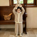 Girls' knitted sweater two-piece set - new autumn/winter collection - striped pants outfit for baby girls