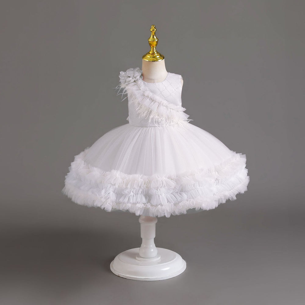 Export kids dress red wedding dress cake princess dress female flower girl first birthday banquet dress baby dress