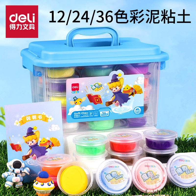 Deli YC176 Series Clay Kindergarten Plasticine Clay Toolbox Clay Set Color Clay 24 Colors