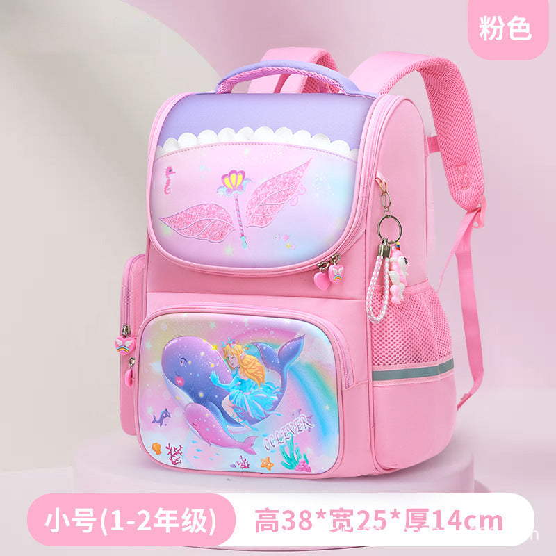 New 2024 cartoon unicorn children's schoolbag large-capacity load reduction spine protection primary school students in grades 1-6 backpack