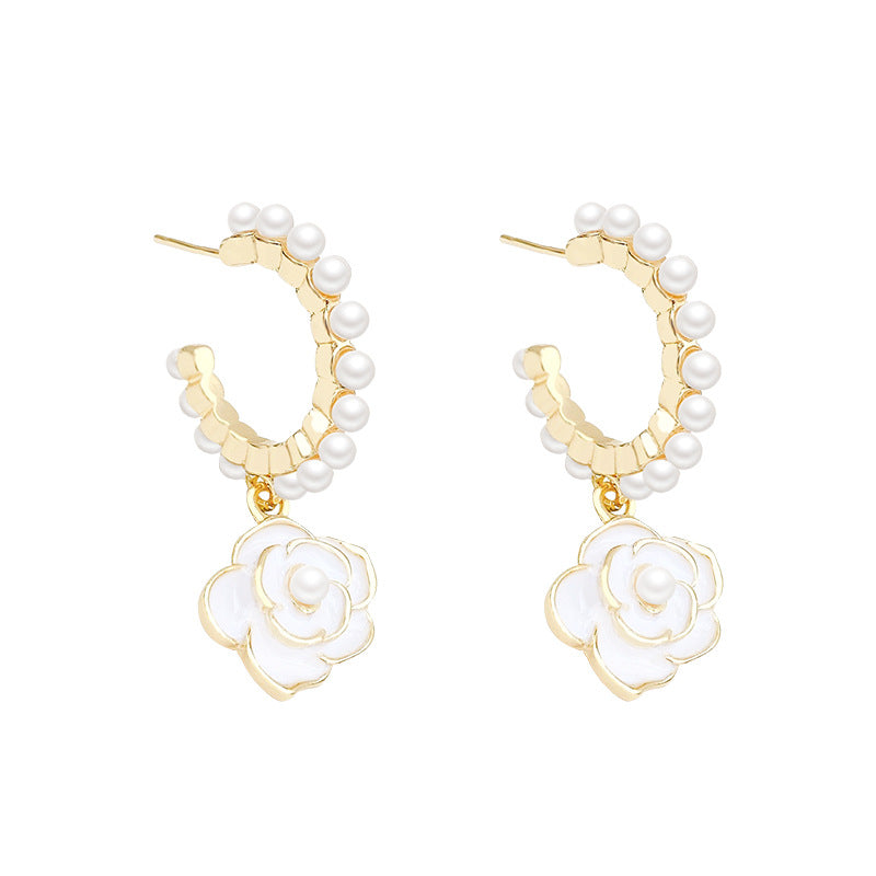 French chic camellia pearl earrings - 2026 new arrival, versatile & elegant studs, unique & trendy earrings
