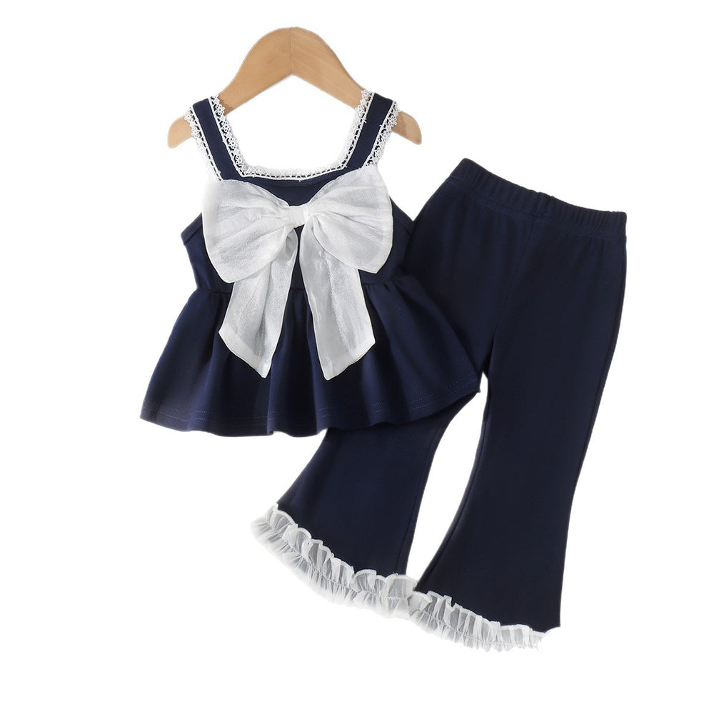 Baby clothing kids set children outfit blue suspender tops+pants children's clothing
