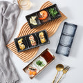 Japanese-style ceramic three-compartment dish - sauce, snack, and vegetable plate - rectangular sushi plate - restaurant-grade wholesale from manufacturer