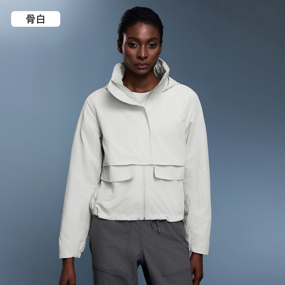 Outdoor waterproof abrasion resistant sports windbreaker women's packable hooded loosecasualoutwearjacketautumnd25125